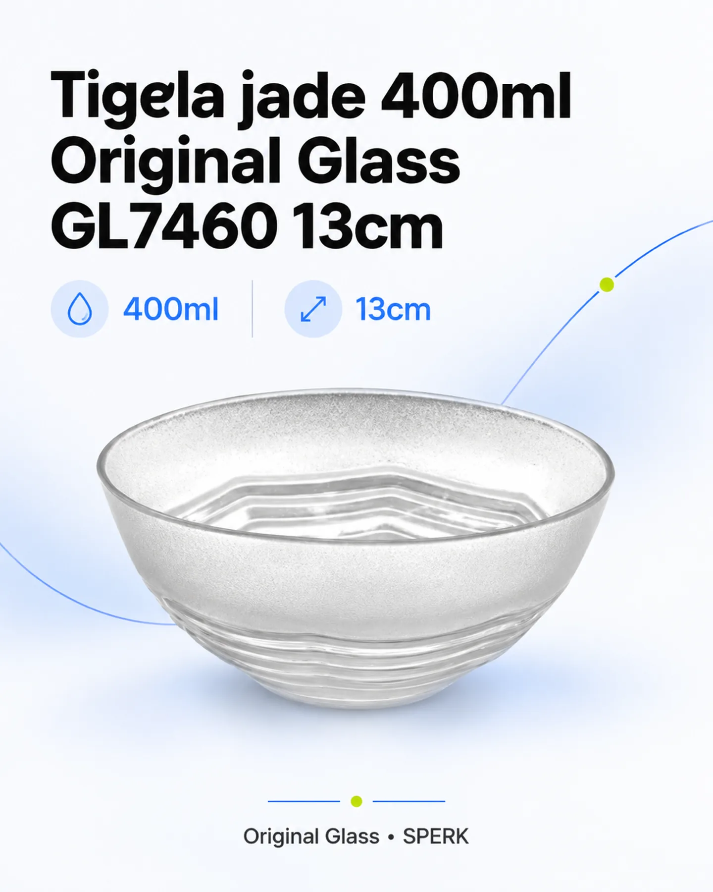 Tigela jade 400ml Original Glass GL7460 13cm — painel 1