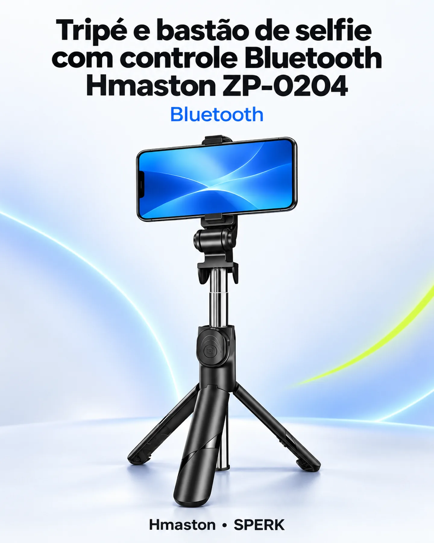 Tripé e bastão de selfie com controle Bluetooth Hmaston ZP-0204 — painel 1