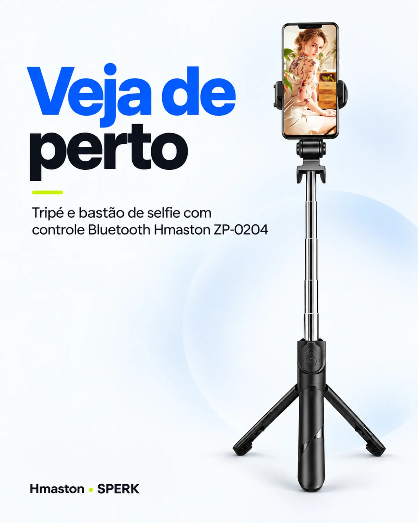 Tripé e bastão de selfie com controle Bluetooth Hmaston ZP-0204 — painel 3