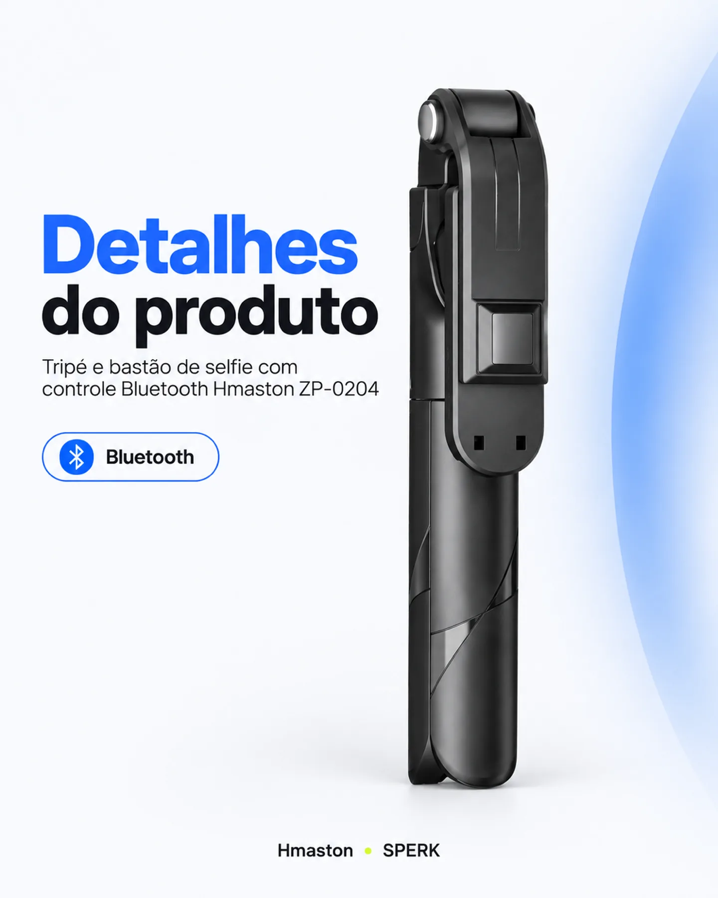 Tripé e bastão de selfie com controle Bluetooth Hmaston ZP-0204 — painel 5
