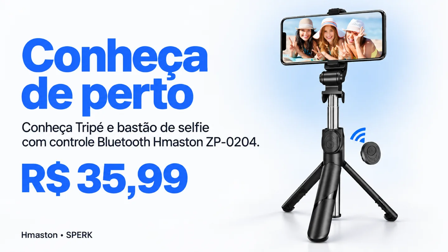 Tripé e bastão de selfie com controle Bluetooth Hmaston ZP-0204 — heroi descricao