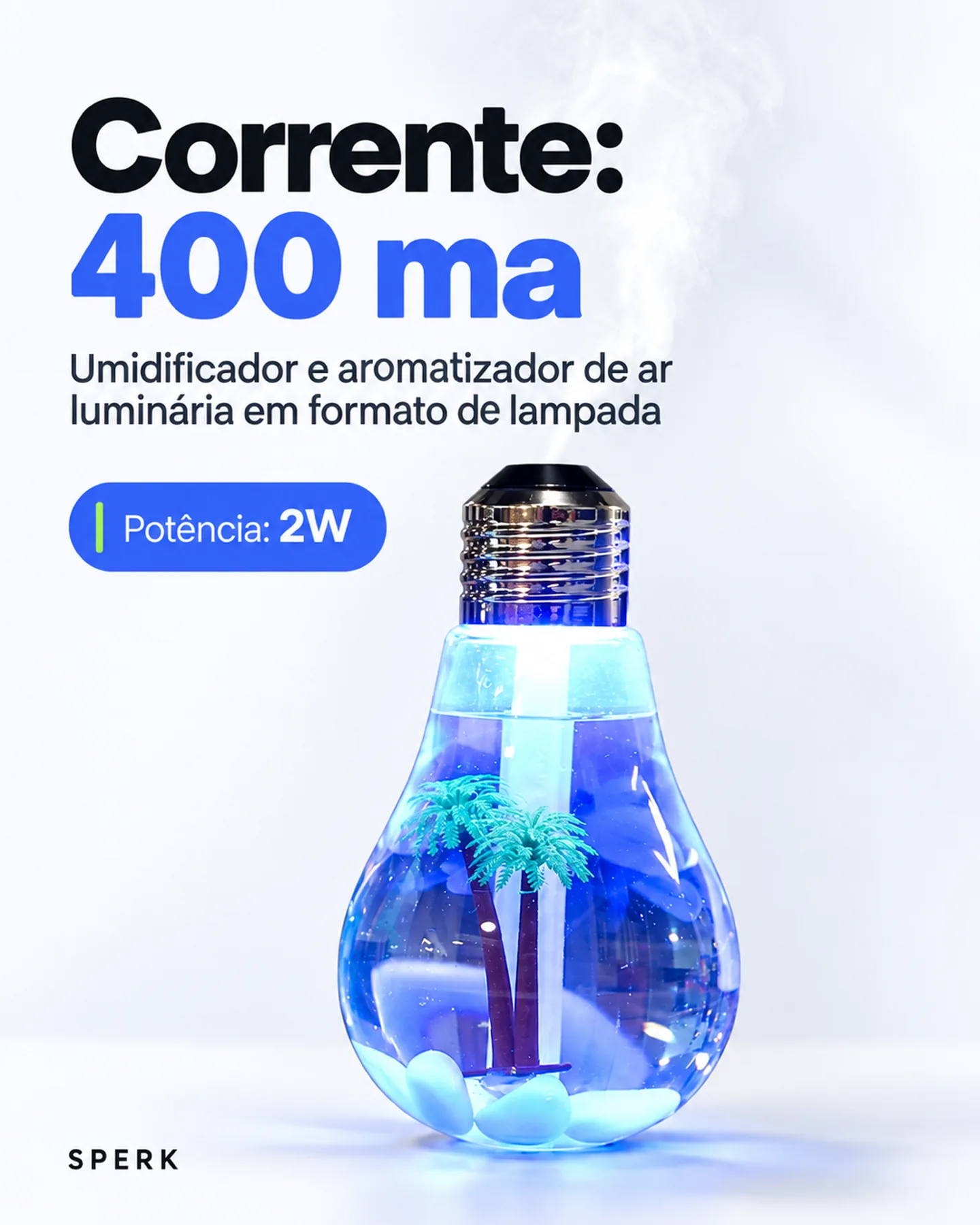 Umidificador e aromatizador de ar luminária em formato de lampada — painel 2