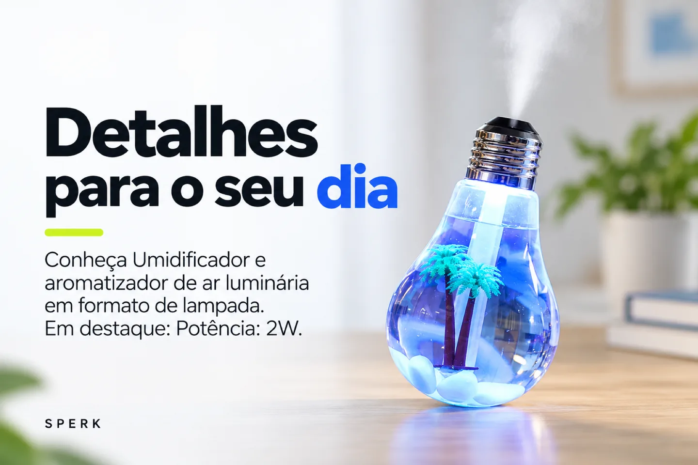 Umidificador e aromatizador de ar luminária em formato de lampada — diferencial uso