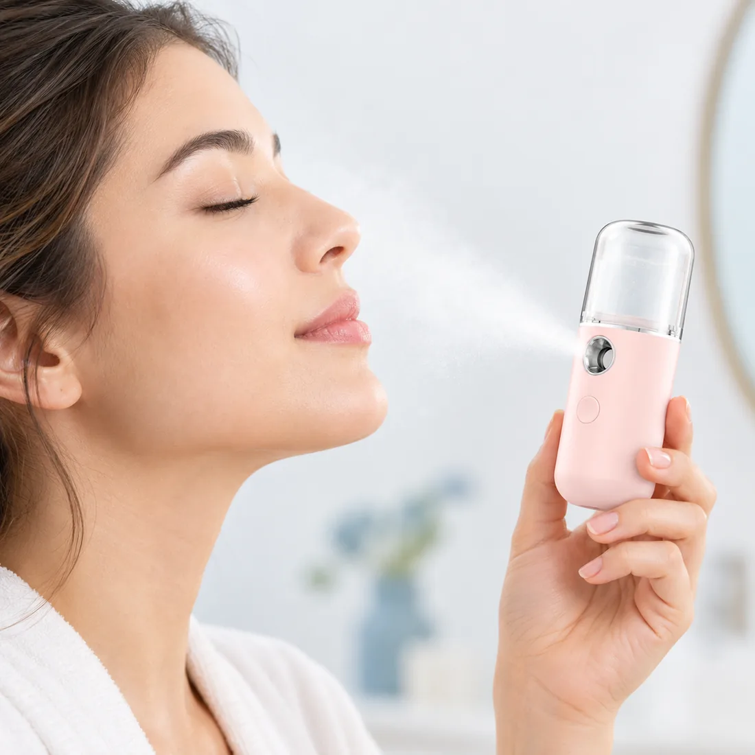 Umidificador spray facial portátil ON-UM649 — uso