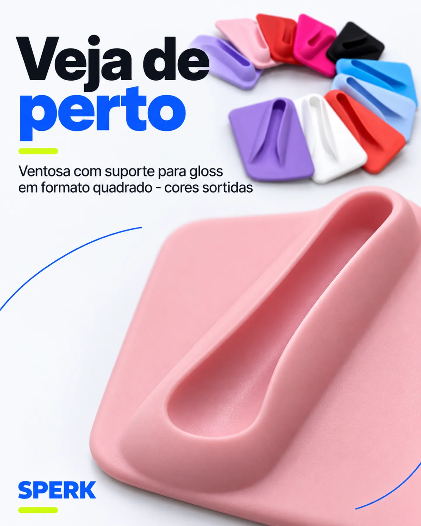 Ventosa com suporte para gloss em formato quadrado - cores sortidas — painel 3