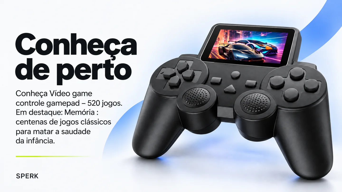 Vídeo game controle gamepad – 520 jogos — heroi descricao