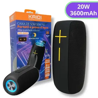 Caixa de som Bluetooth 20W à prova d'água LED RGB KAIDI IPX6 KD-828