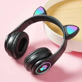Headphone Bluetooth com orelha de gatinho e luzes RGB Altomex B-19B — foto do produto