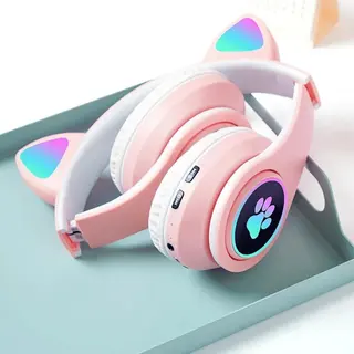 Headphone Bluetooth com orelha de gatinho e luzes RGB Altomex B-19B — foto do produto