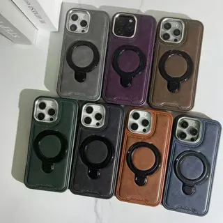 Capinha de couro com suporte compatível com iPhone - cores sortidas