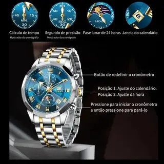 OLEVS relógio masculino original aço quartzo 3675 — foto do produto