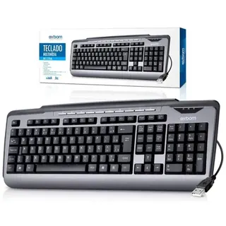 Teclado multimídia USB com fio - Exbom - BK-170M — foto do produto