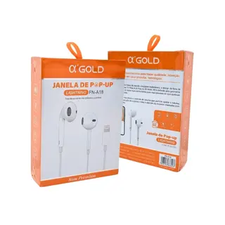 Fone de ouvido Lightning com microfone - a'Gold - FN-A18 — foto do produto