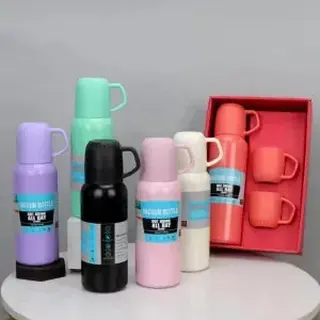 Kit garrafa térmica inox à vácuo 500ml + 3 canecas - GDR-1150 — foto do produto