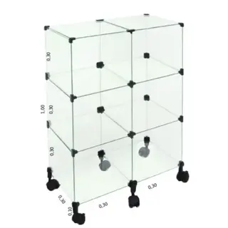 Balcão de vidro 60l x 90A x 30p cm com roda
