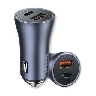 Kit carregador veicular turbo 60W USB + USB-c com cabo Tipo-C - Baseus — foto do produto