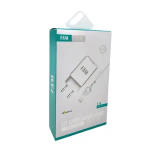 Kit carregador 2.1A 10W USB 1m - FAM — foto do produto