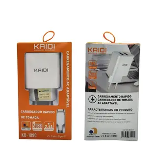 Kit carregador de celular 2.4A dual USB - KAIDI - KD-109 — foto do produto