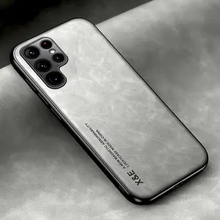 Case compatível com Samsung de couro magnética com placa de metal — foto do produto