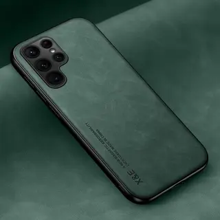 Case compatível com Samsung de couro magnética com placa de metal — foto do produto