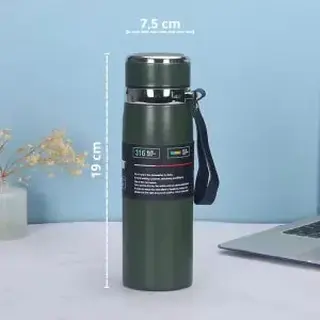 Garrafa térmica inox metal chrome com termômetro digital GDR-0993 — foto do produto