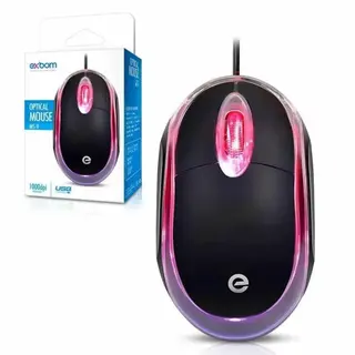 Mouse óptico USB color MS-9 Exbom preto com luz LED