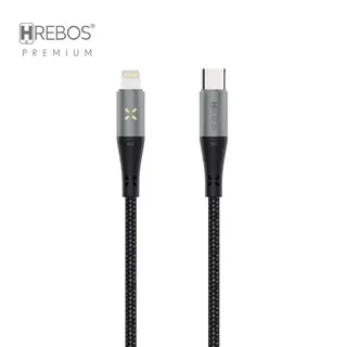 Cabo emerald de tecido trançado e com LED 1.2 metros Hrebos CB-308I