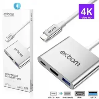 Adaptador multifuncional 4k para Tipo-C - Exbom - U3V-A3N1 — foto do produto