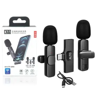 Microfone de lapela sem fio 2 em 1 - Tipo-C - K11-TY-2IN1 — foto do produto