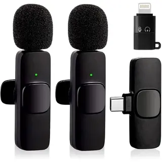 2 peças microfone de lapela sem fio para telefone , microfone duplo — foto do produto