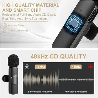 2 peças microfone de lapela sem fio para telefone , microfone duplo — foto do produto