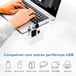 Hub USB 2.0 com leitor de cartão 7×1 SD micro pro duo — foto do produto