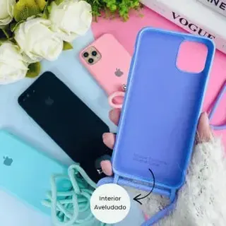 Capinha de silicone com veludo cordão