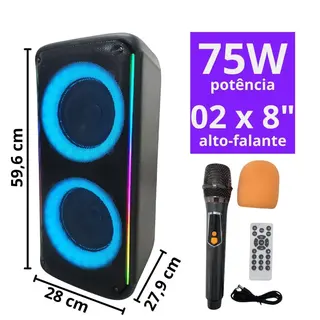 Caixa de som Bluetooth 75W com microfone LED RGB - KTS-1909 - KTS — foto do produto