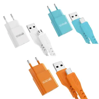 Kit carregador de celular 2.4A USB colorido - Hrebos - HS-390 — foto do produto