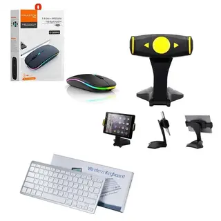 Kit office - mouse sem fio + teclado Bluetooth + suporte para tablet — foto do produto