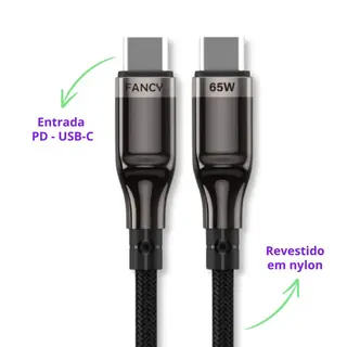 Cabo de dados PD USB-c 3.0A em nylon - 1 metro - Fancy — foto do produto
