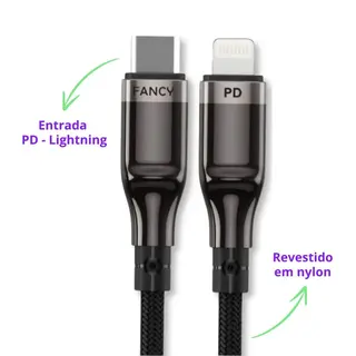 Cabo de dados PD USB-c 3.0A em nylon - 1 metro - Fancy — foto do produto