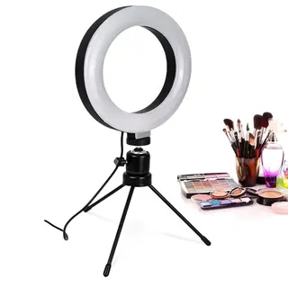 Ring light de mesa iluminador de LED tripé 6 polegadas com suporte