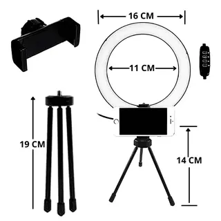 Ring light de mesa iluminador de LED tripé 6 polegadas com suporte — foto do produto