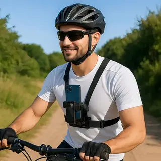 Suporte peitoral ajustável para celular e gopro – colete — foto do produto