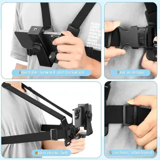 Suporte peitoral ajustável para celular e gopro – colete — foto do produto