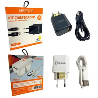Kit carregador de celular 3.1A 15W + cabo - Hrebos - HS-151 — foto do produto