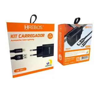 Kit carregador de celular 3.1A 15W + cabo - Hrebos - HS-151 — foto do produto