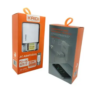 Kit carregador de celular 3A 20W + cabo - KAIDI - KD-670 — foto do produto