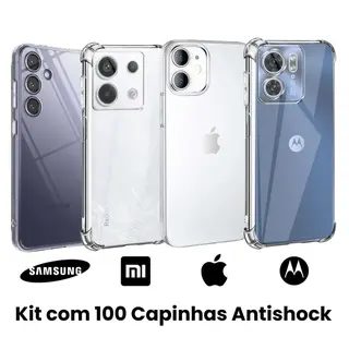 Kit com 100 capinhas antishock transparentes