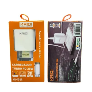 Kit carregador turbo PD 20W - KAIDI - KD-108