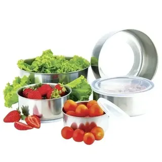 Conjunto de tigelas potes de inox com tampa – 5 peças — foto do produto