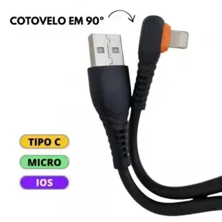 Cabo de dados 3A 90º USB - KAIDI - KD-37 — foto do produto