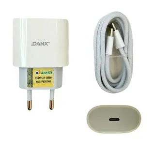 Kit carregador turbo PD 20W USB-c + cabo - DANX — foto do produto